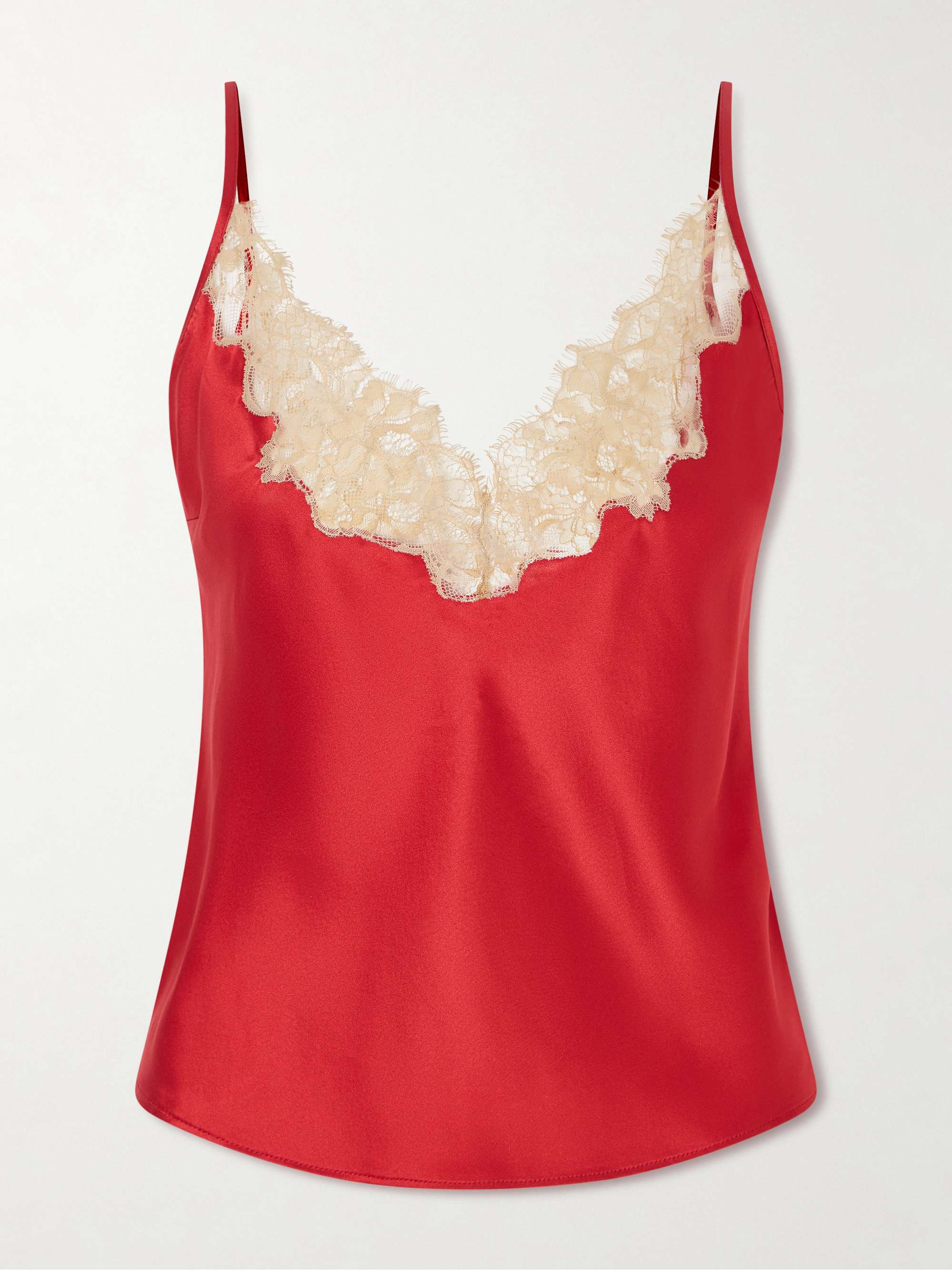 Orchid Lace-Trimmed Silk-Satin Camisole