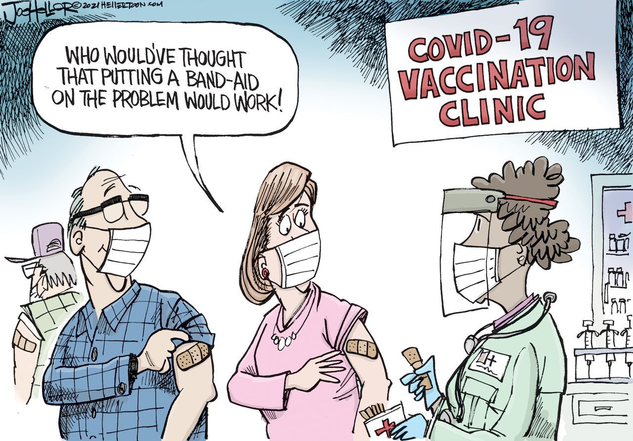 Editorial Cartoon U.S. covid vaccines