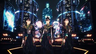 Babymetal and Poppy in a futuristic-looking city