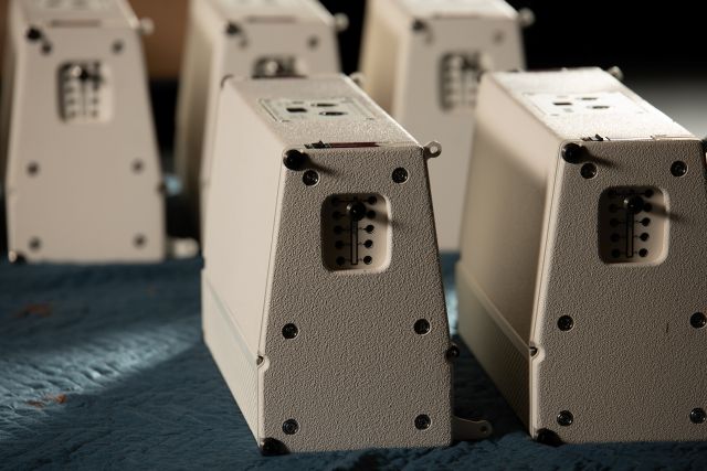JBL speakers in white.