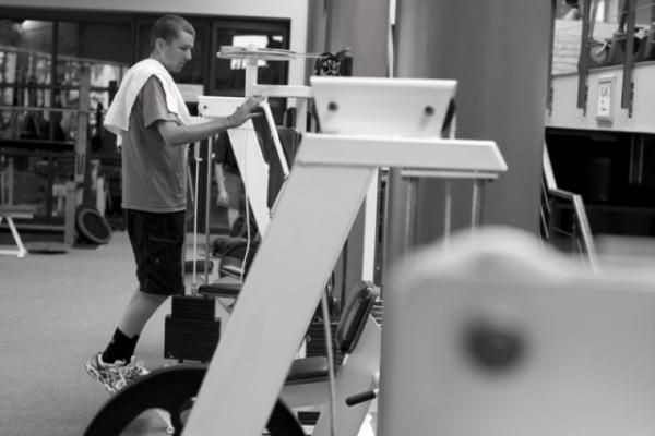 Christoph Sauser at the gym.