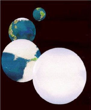 This graphic shows the progression towards a "Snowball Earth."