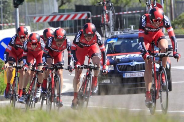 BMC on their way to victory in stage one of the 2012 Giro del Trentino