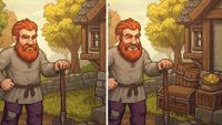 An unhappy graveyard keeper and a happy one with goods and riches behind him