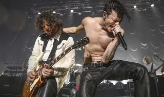 CHICAGO, ILLINOIS - SEPTEMBER 12: Adam Warrington and Yungblud perform at Riviera Theatre on September 12, 2025 in Chicago, Illinois. (Photo by Ryan Bakerink/Getty Images)