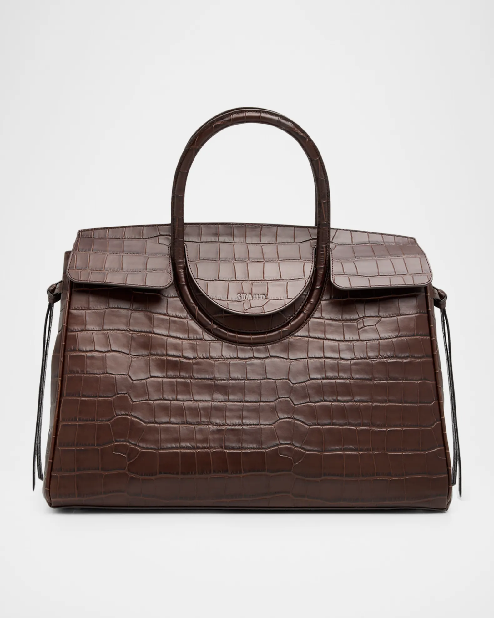 Staud, Maude Croc-Embossed Leather Top-Handle Bag