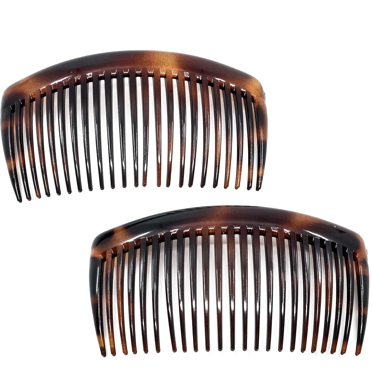 Camila Paris Ad66/2 French Side Comb Large Curved Tortoiseshell Hair Combs for Women Fine Hair, 4 Inch Strong Hold Comb for Women Bun Chignon Up-Do Styling Girls Hairstyle Accessories, Made in France