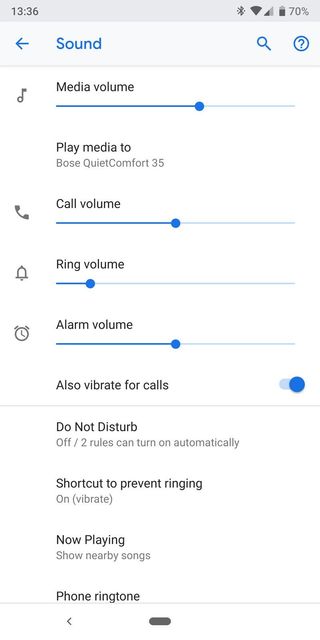 Android Pie sound settings