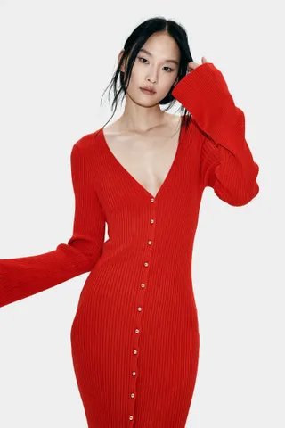 H&M, Rib-knit button-front dress