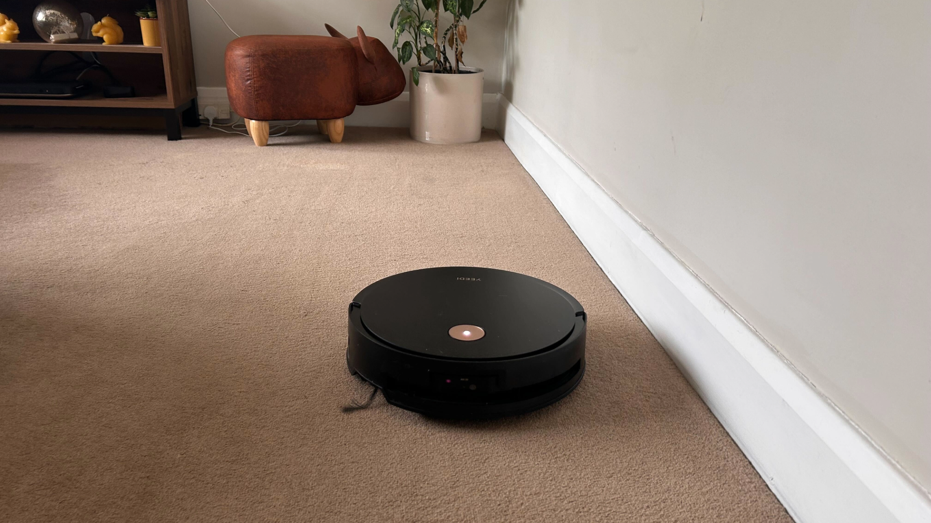Yeedi S1 PLUS on Megan's carpet in her living room