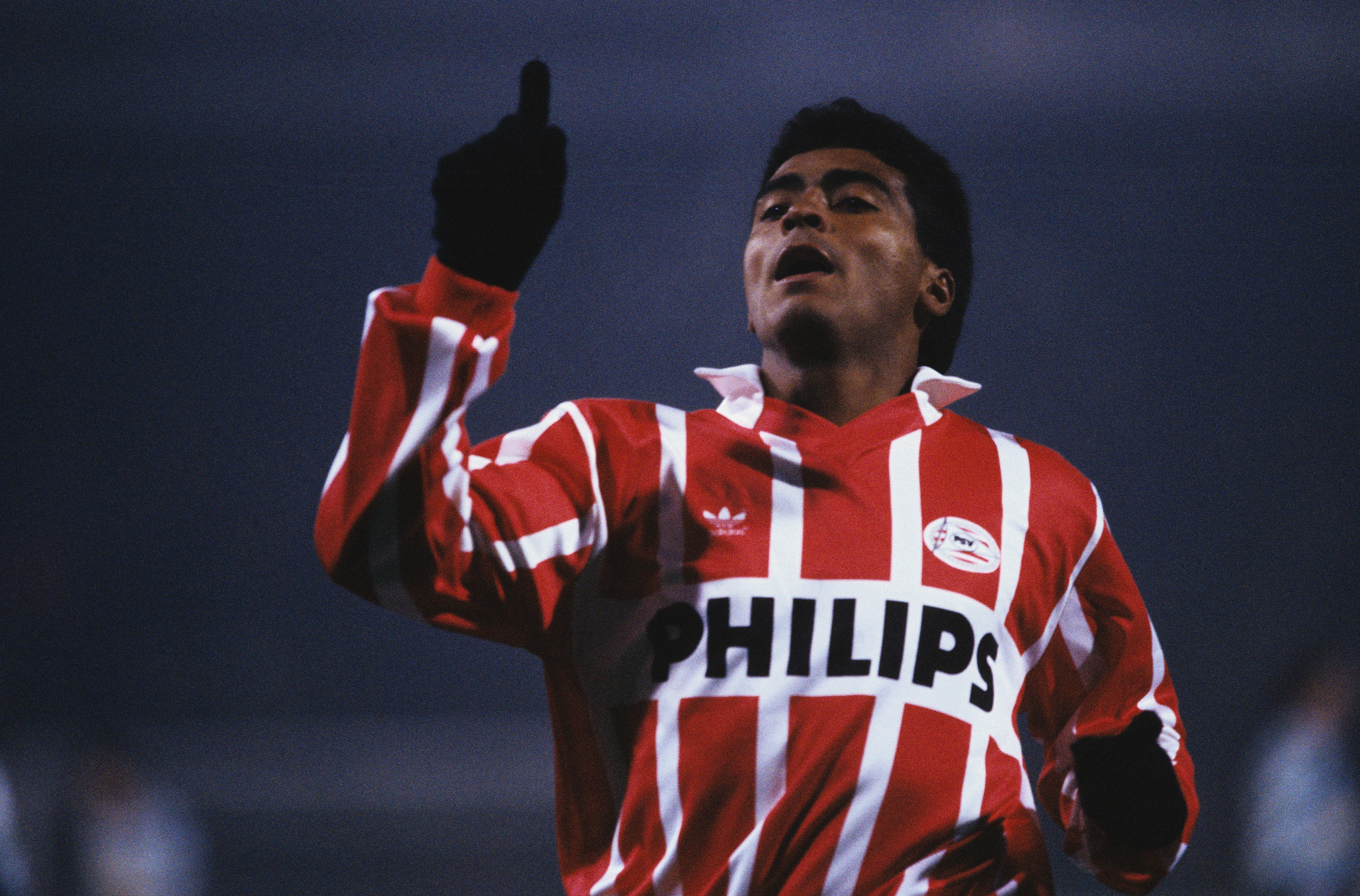 Romario celebrates a goal for PSV in 1992.