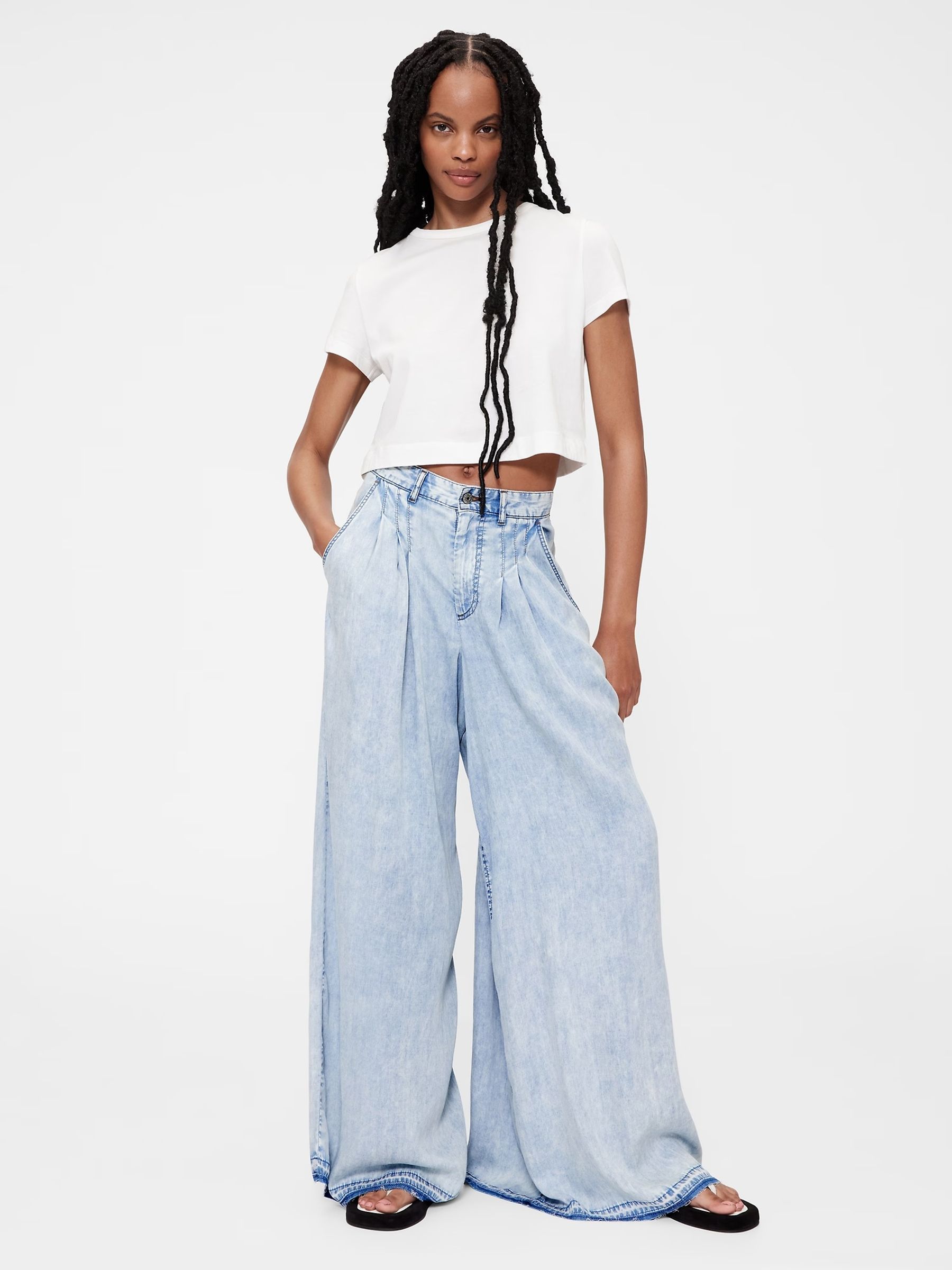 Gapstudio Blue High Rise Draped Denim Jeans