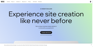 A screenshot of the Wix AI homepage