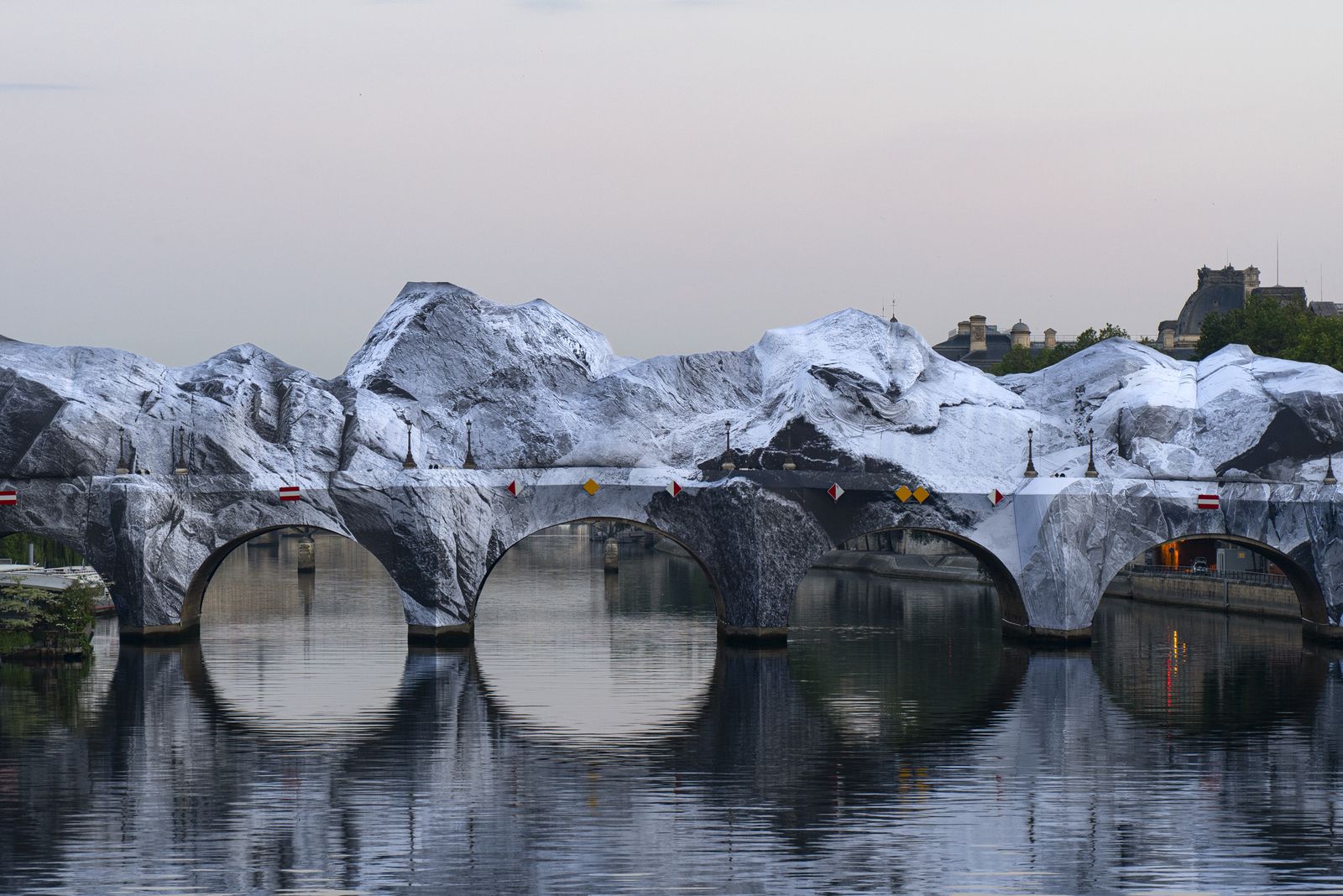 A Paris bridge made to look like a mountain range