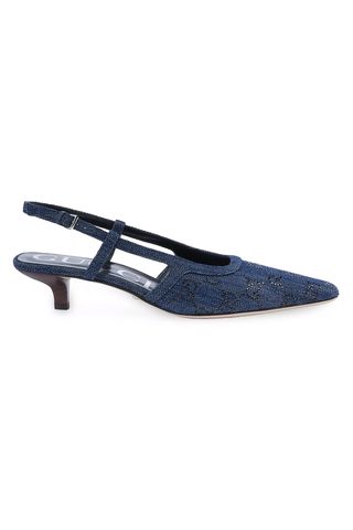 35MM GG Monogram Denim Slingback Pumps