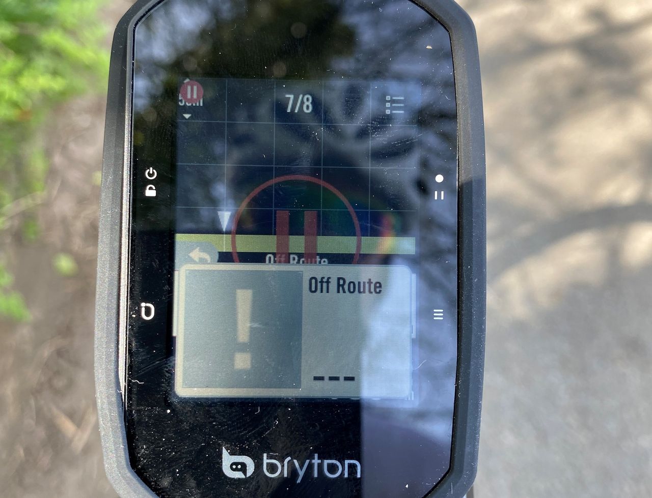 Off route notification