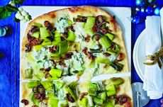 Leek and blue cheese pizza