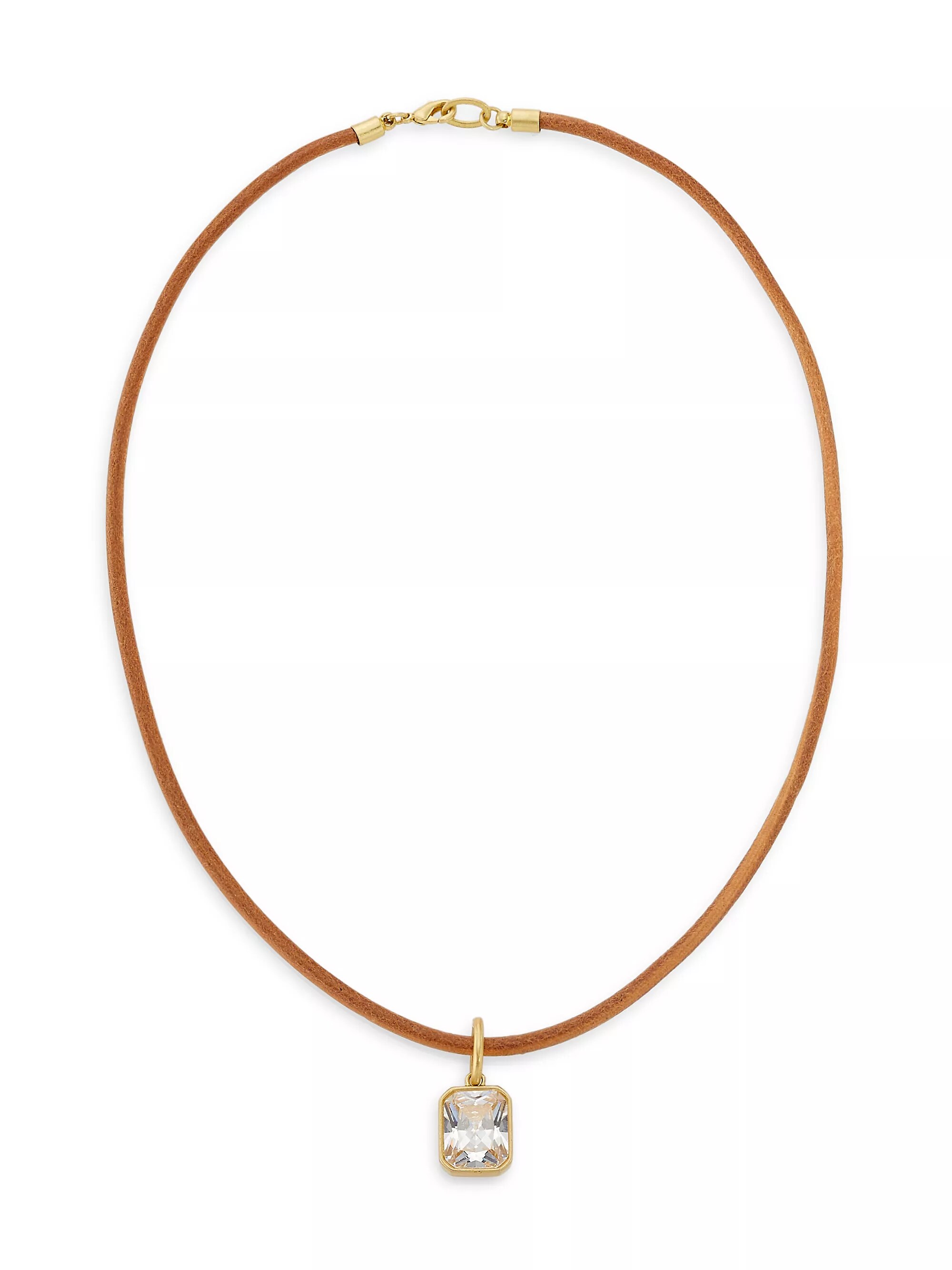 Gem Palace the Raj Goldtone, Leather & Crystal Pendant Necklace