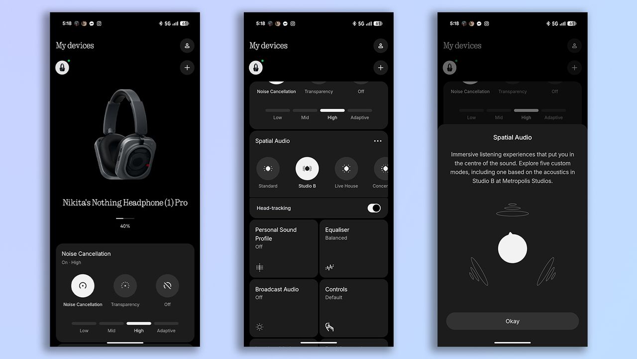Nothing X app screenshots