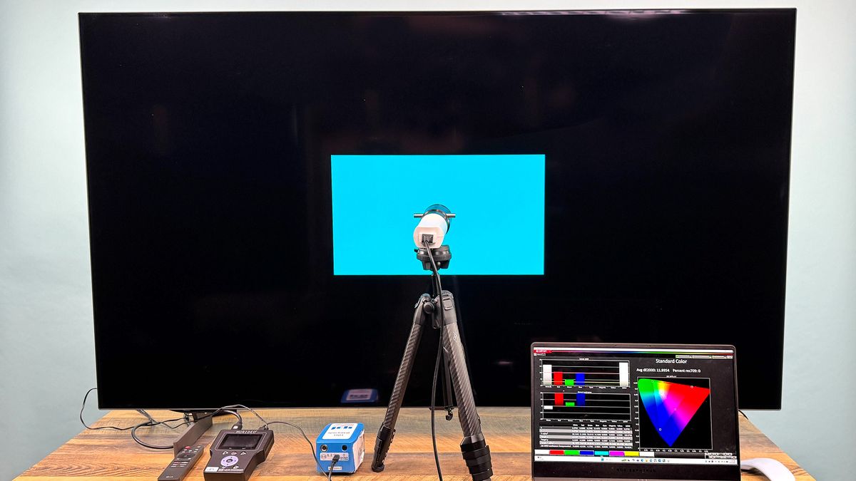LG B6 OLED TV shown during lab testing