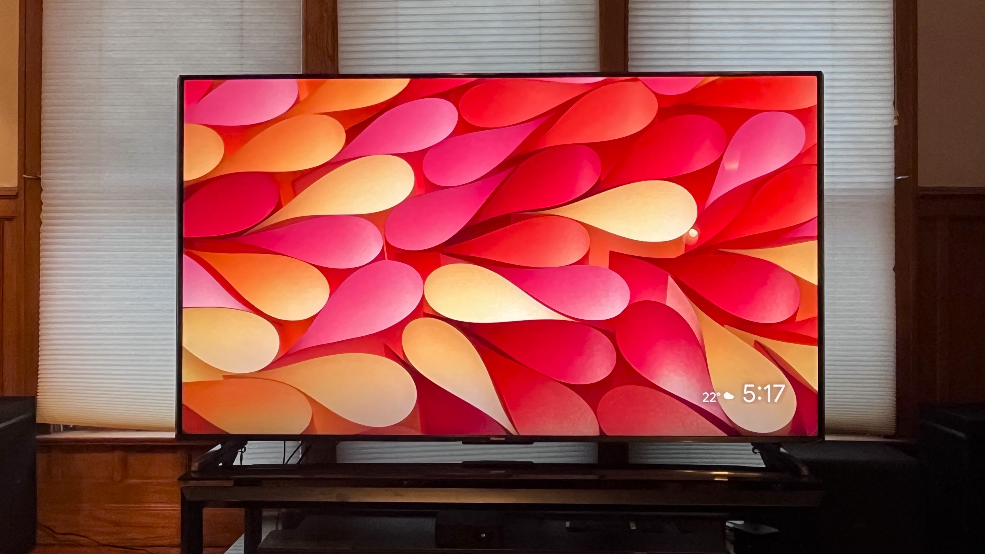 Hisense U9N TV showing colorful abstract image onscreen