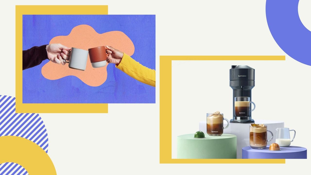 An illustration for coffee trends 2022, including an image of Nespresso&#039;s latest release