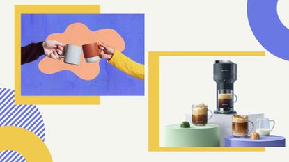 An illustration for coffee trends 2022, including an image of Nespresso's latest release