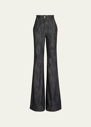 Heathered Wide-Flare Trousers