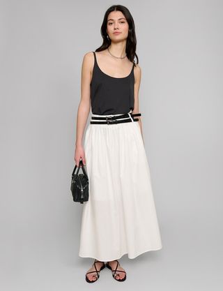 pixie market THEA WHITE DOUBLE BELTED SKIRT-