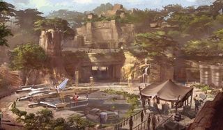 Star Wars Land Concept art with X-wing