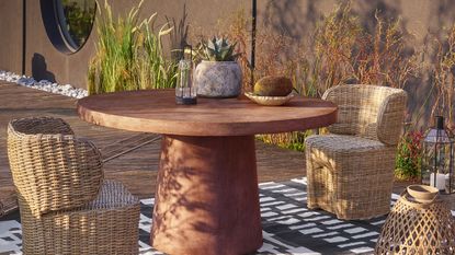 wicker garden furniture with round table 