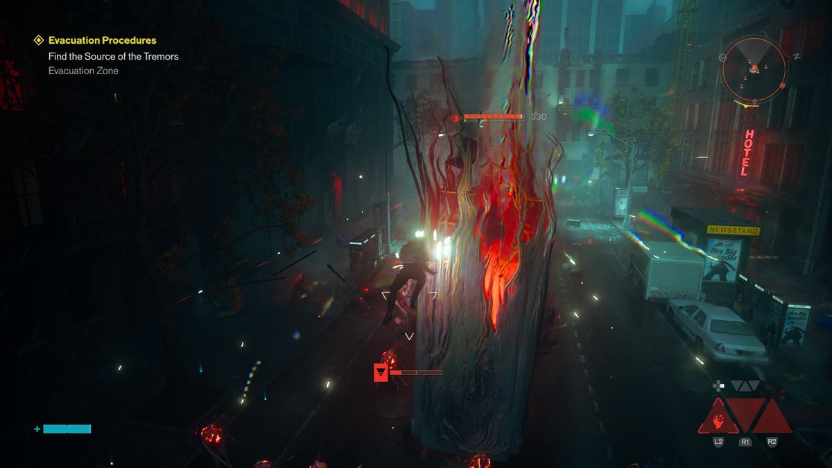 Screens from a stylised game set in New York City