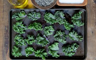 A tray of kale chips