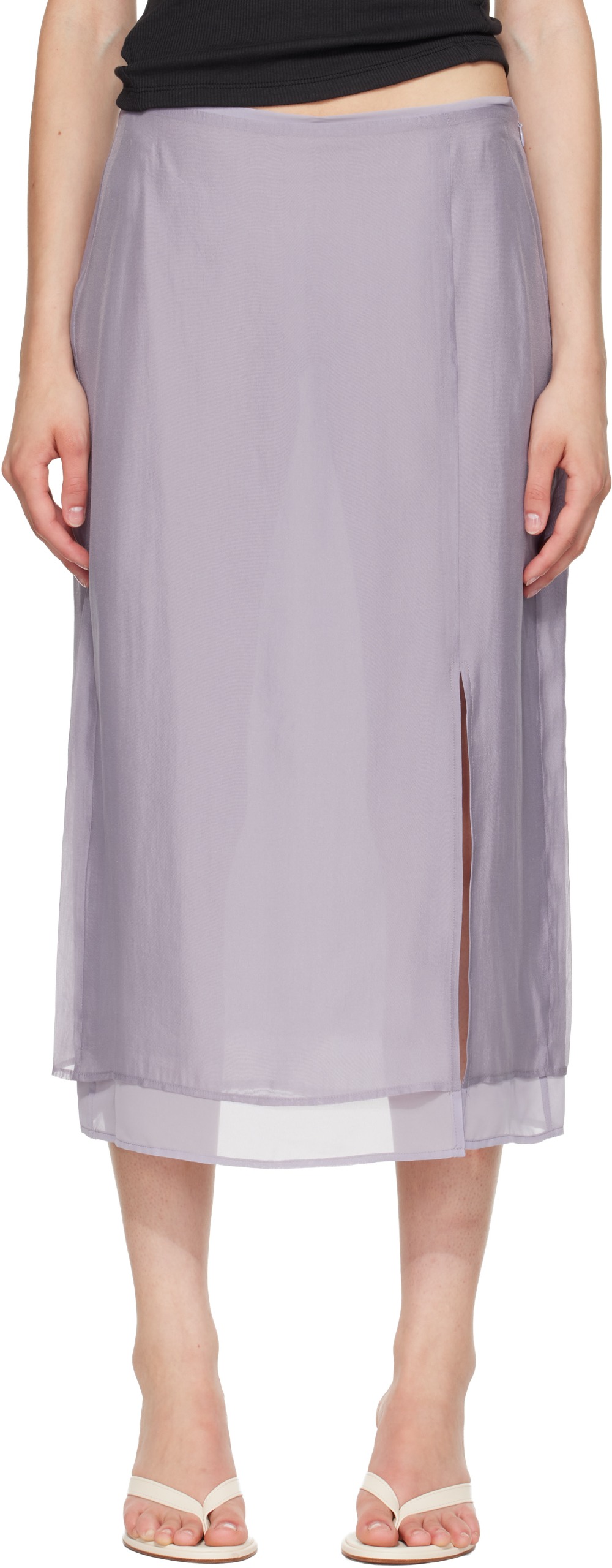 Purple Suki Organza Midi Skirt