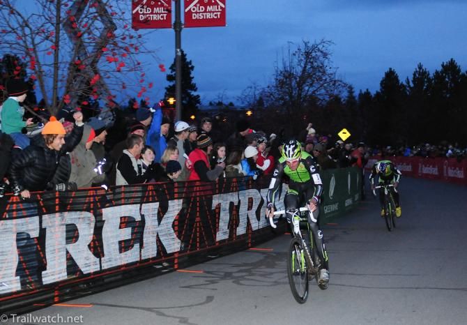 Ryan Trebon (Cannondale) comes down the finishing straight to take the win