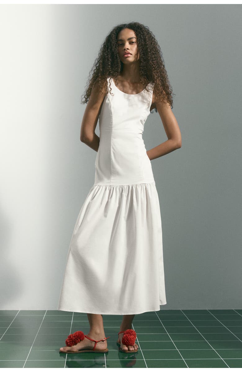 Flared-Skirt Low-Back Dress