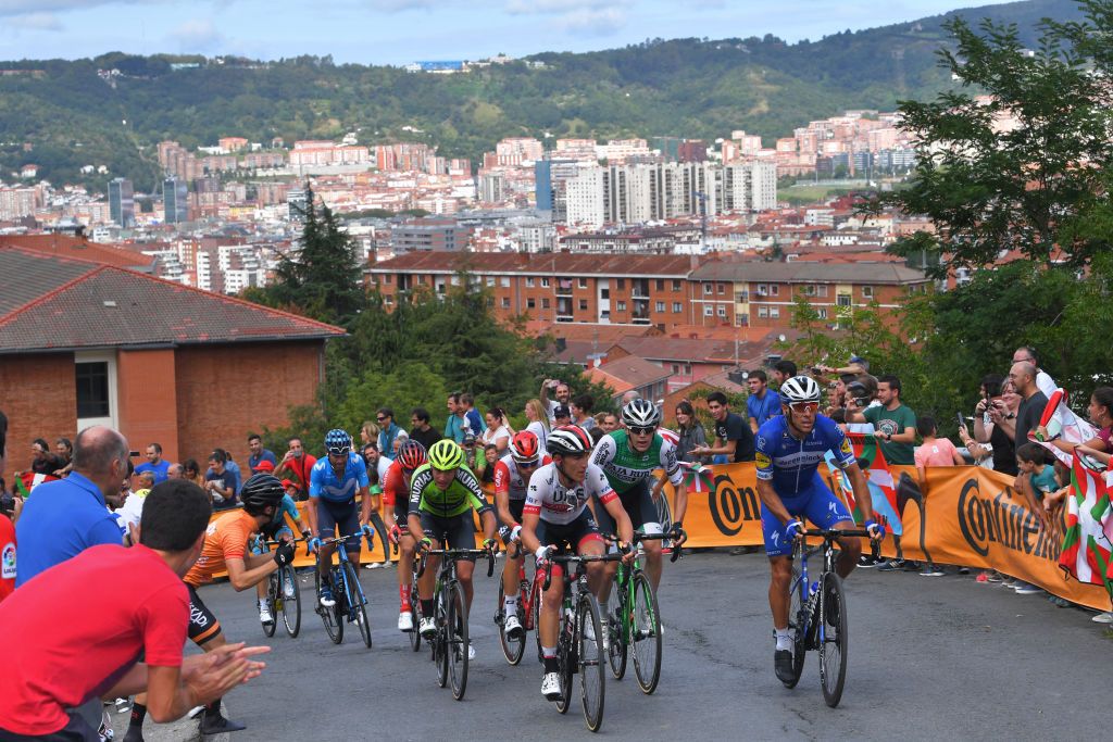 Philippe Gilbert (Deceuninck-Quickstep) leads the break on stage 12 of the Vuelta a Espa&ntilde;a