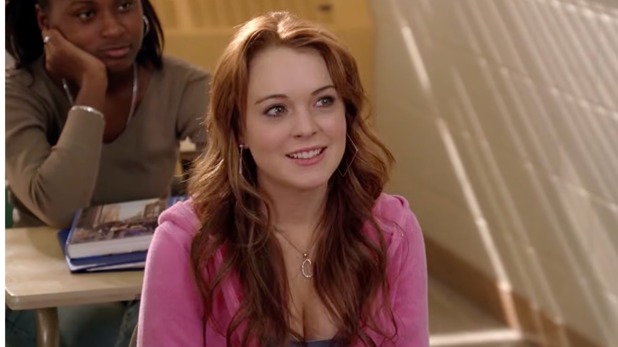 Lindsey Lohan in Mean Girls learning she's a Spring Fling nominee 