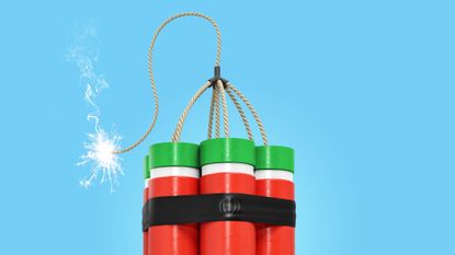 Illustration of a dynamite block in the colours of the Iranian flag