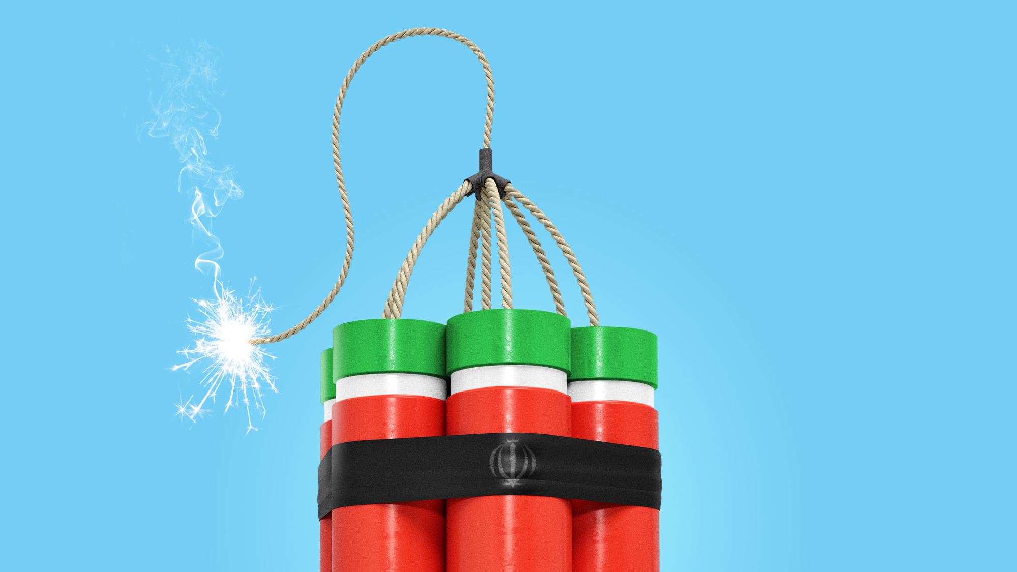 Illustration of a dynamite block in the colours of the Iranian flag