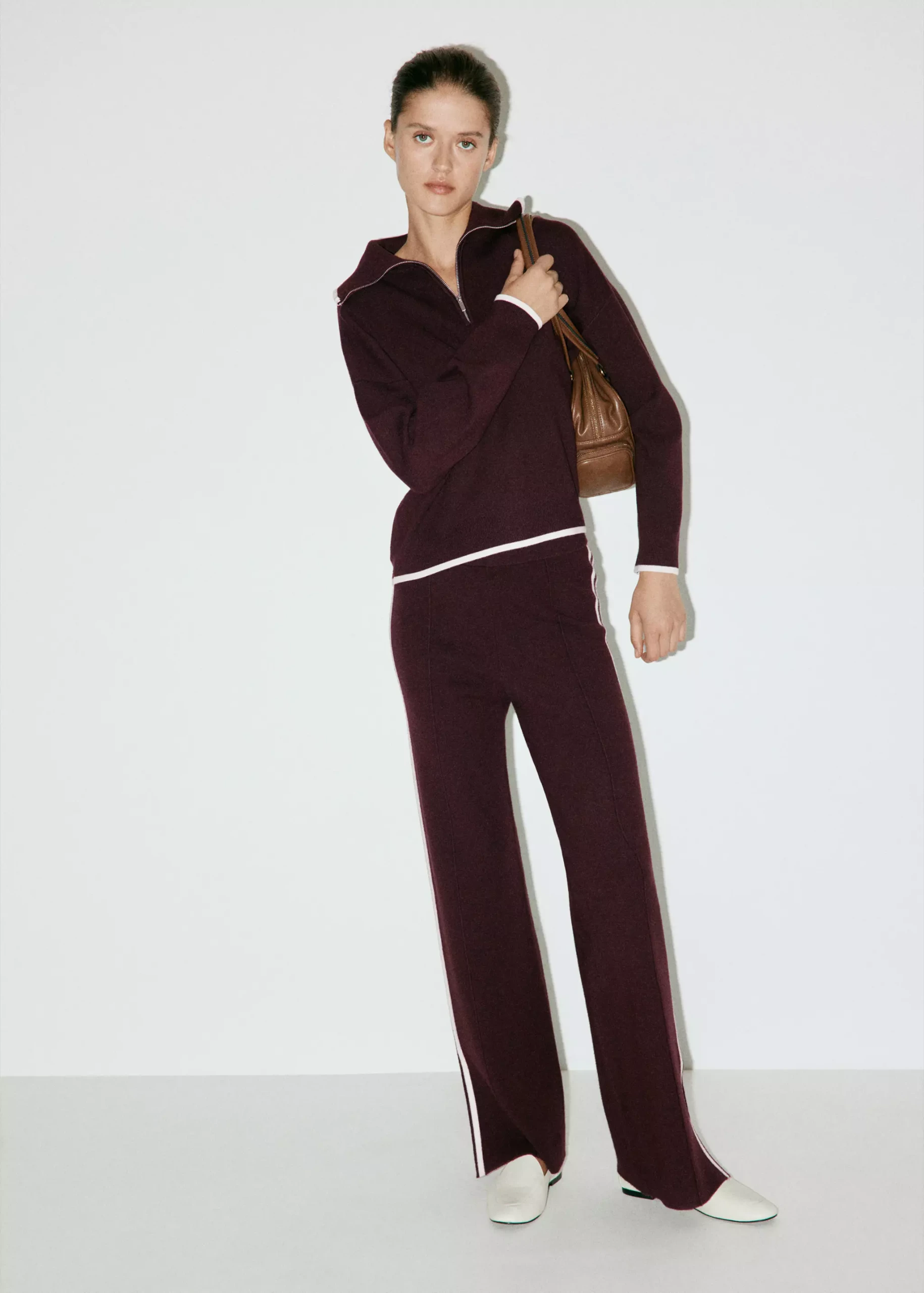 Knitted Trousers With Contrasting Stripes - Women | Mango Usa