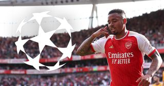Who will be in the Champions League 2023/24? Gabriel Jesus of Arsenal celebrates their fourth goal during the Premier League match between Arsenal FC and Wolverhampton Wanderers at Emirates Stadium on May 28, 2023 in London, England.