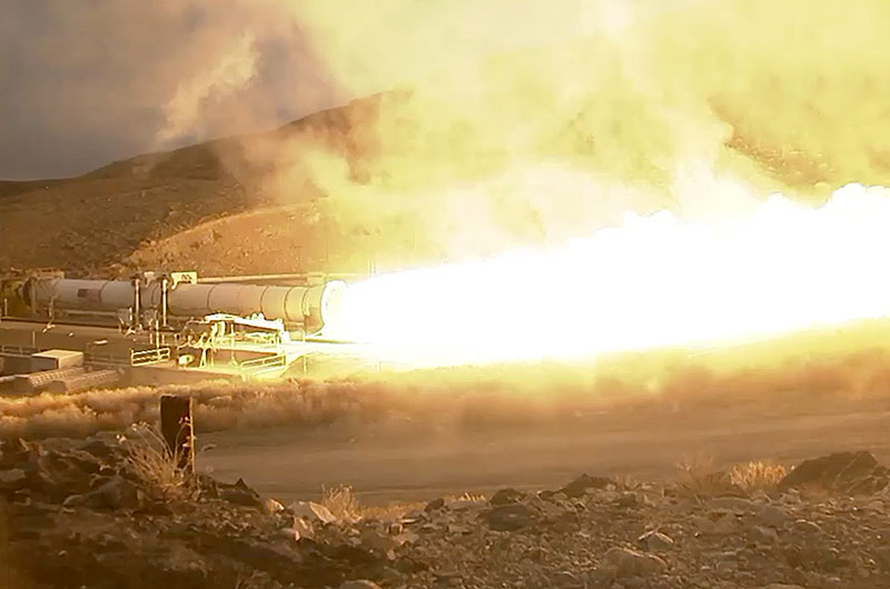 The world&#039;s largest solid rocket motor fires at Orbital ATK&#039;s Utah facility in a test for NASA&#039;s Space Launch System on March 11, 2015.