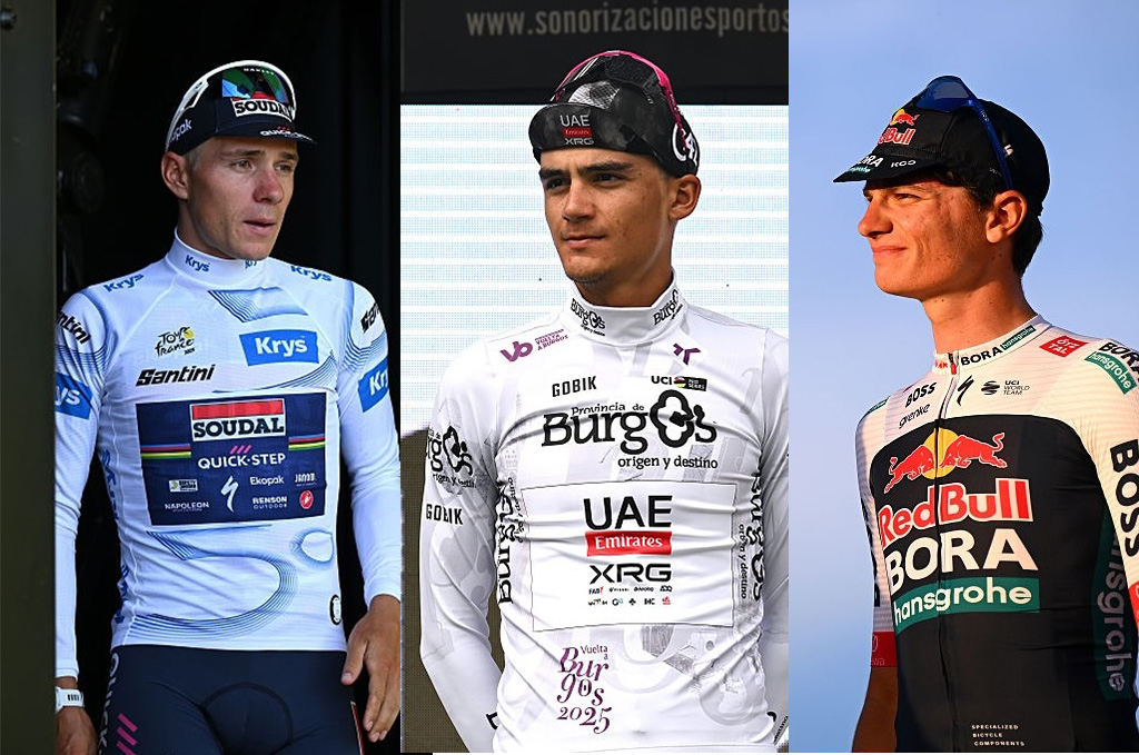 Among the next generation of Grand Tour&#039;s top riders are (L to R) Remco Evenepoel, Isaac del. Toro and Giulio Pellizzari 