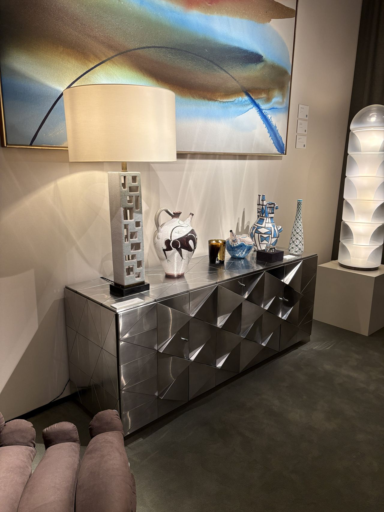Installation view of a series of experimental furniture pieces showcased in galleries and hotel bedrooms in an elevated setup.