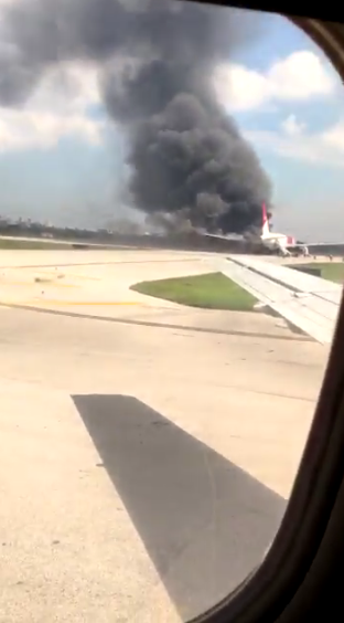 Video of plane catching fire on the Fort Lauderdale-Hollywood airport tarmac.
