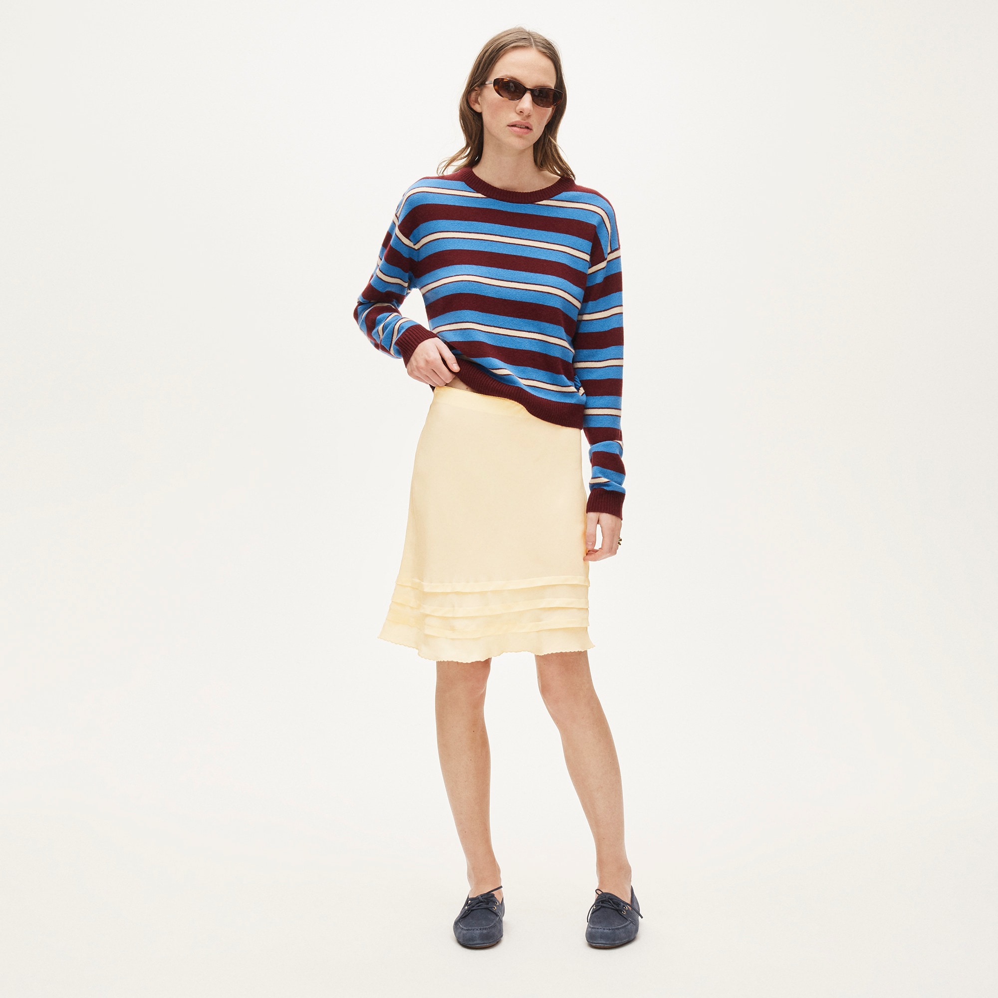 Ruffle-Trim Slip Skirt in Crepe De Chine