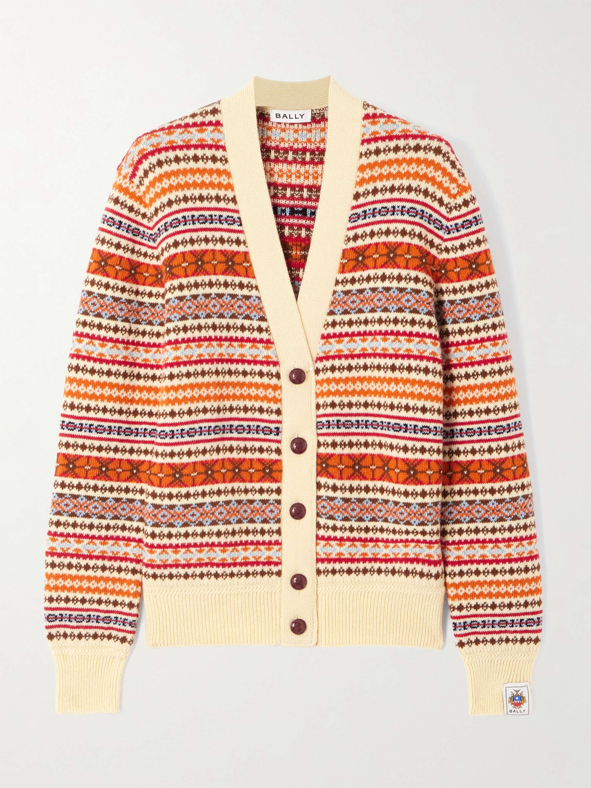 Jacquard-Knit Wool Cardigan