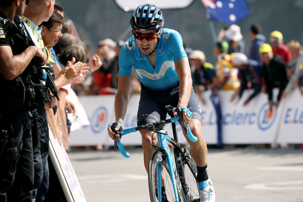 Mikel Landa (Movistar) crosses the line
