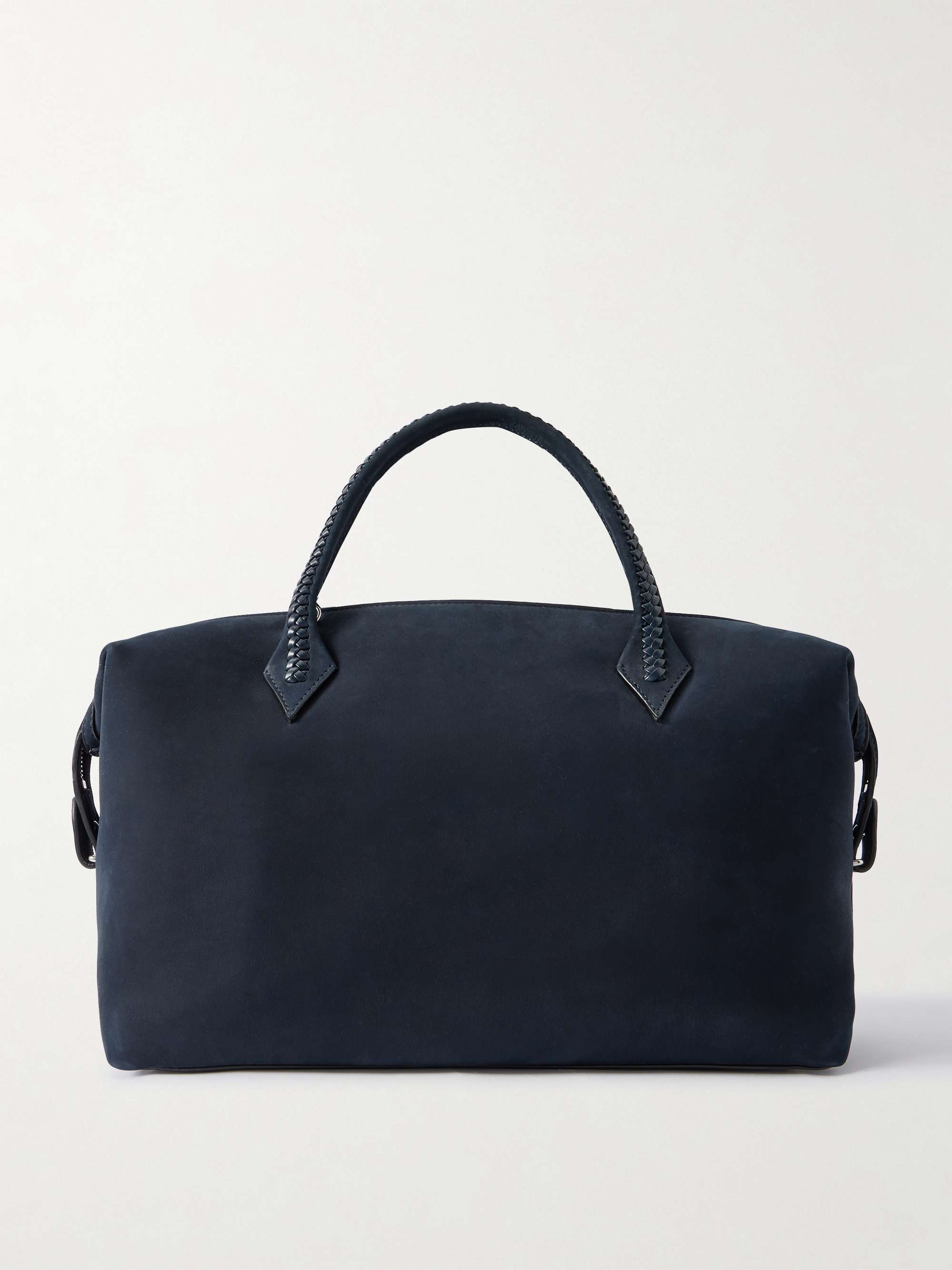 V&amp;eacute;rit&amp;eacute; City Braided Leather-Trimmed Nubuck Tote